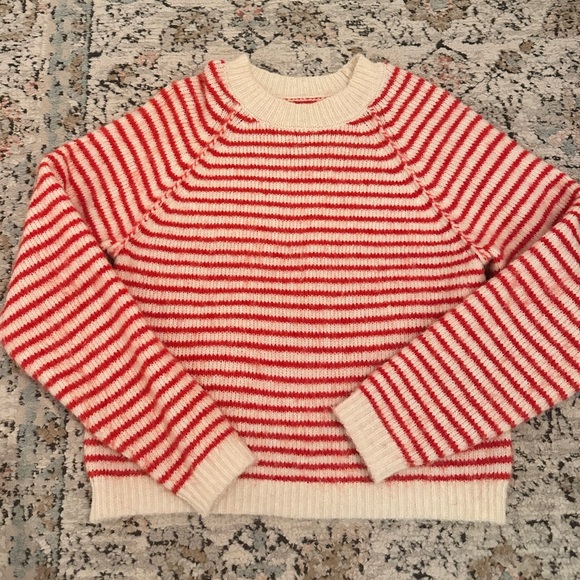American Eagle Outfitters Sweaters - American Eagle Red and Cream Striped Sweater | XS